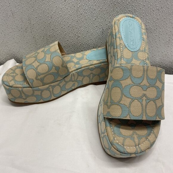 NEW COACH Women's Eloise Jacquard Sandal Blue – Size 8 (CT816) - Picture 1 of 1